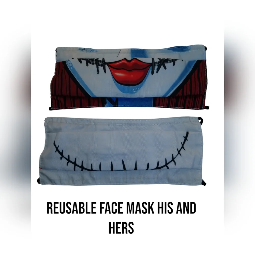 Reusable Face Mask Set with Red and Blue Design